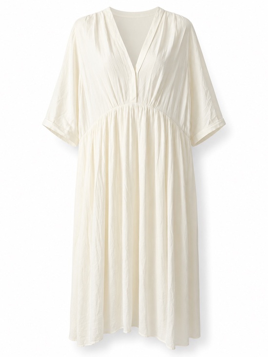 OAK + FORT Dresses & Skirts - Oak + Fort Butter Yellow Midi Dress XS Button Front Short Sleeve Women's Flowy